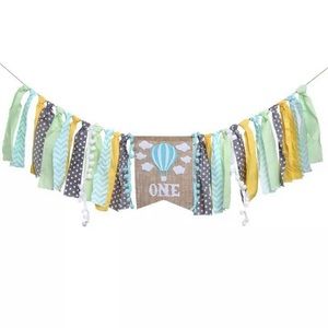 Hot air balloon first birthday banner